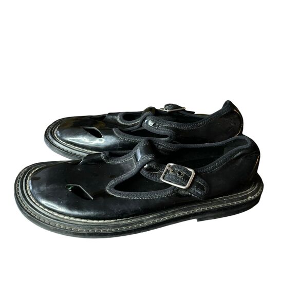 Burberry Black Patent Leather Hannie Mary Jane T-bar Flats 6 Retro Grunge Preppy - Picture 6 of 9